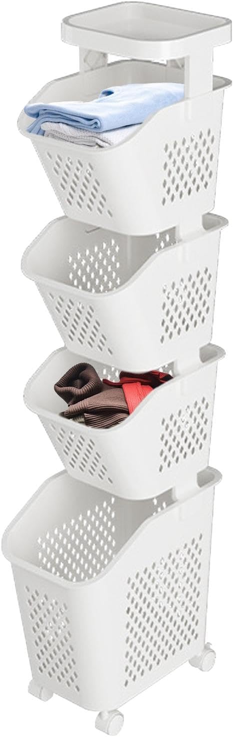 Ce panier a linge se presente en coloris gris et blanc