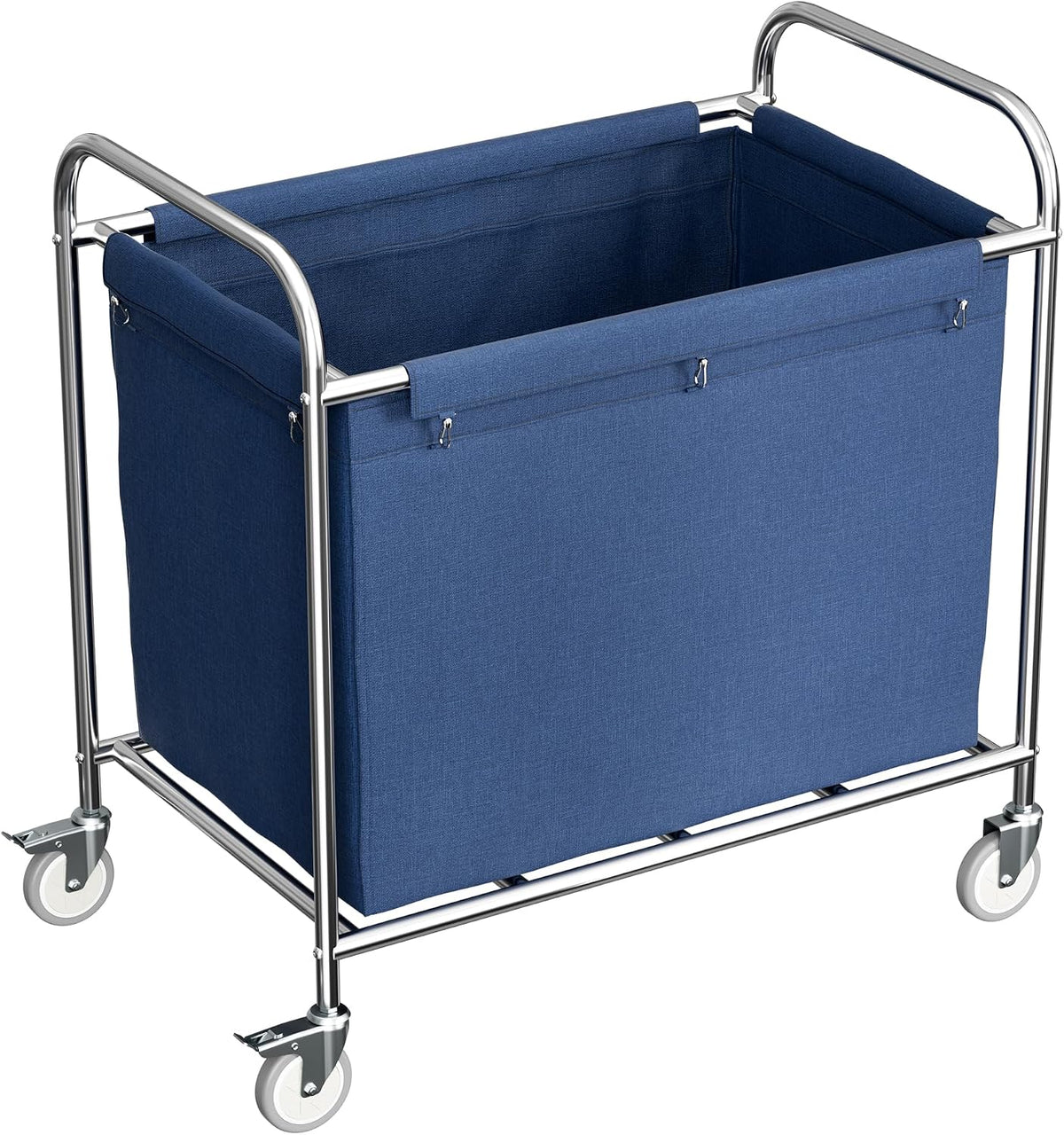 Ce chariot a linge reunit des elements metalliques et une poignee en liege